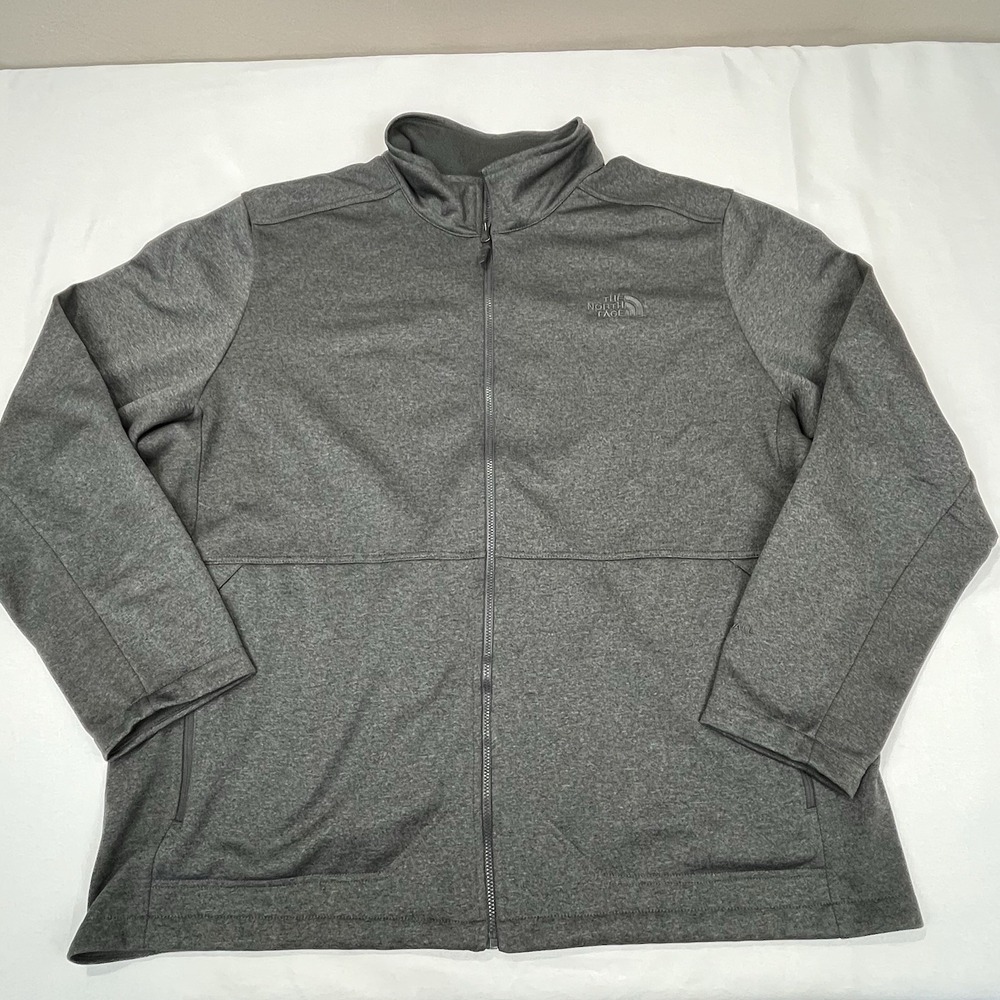 The North Face Men's Gray Windwall Full Zip Fleece Jacket Size XXL EUC